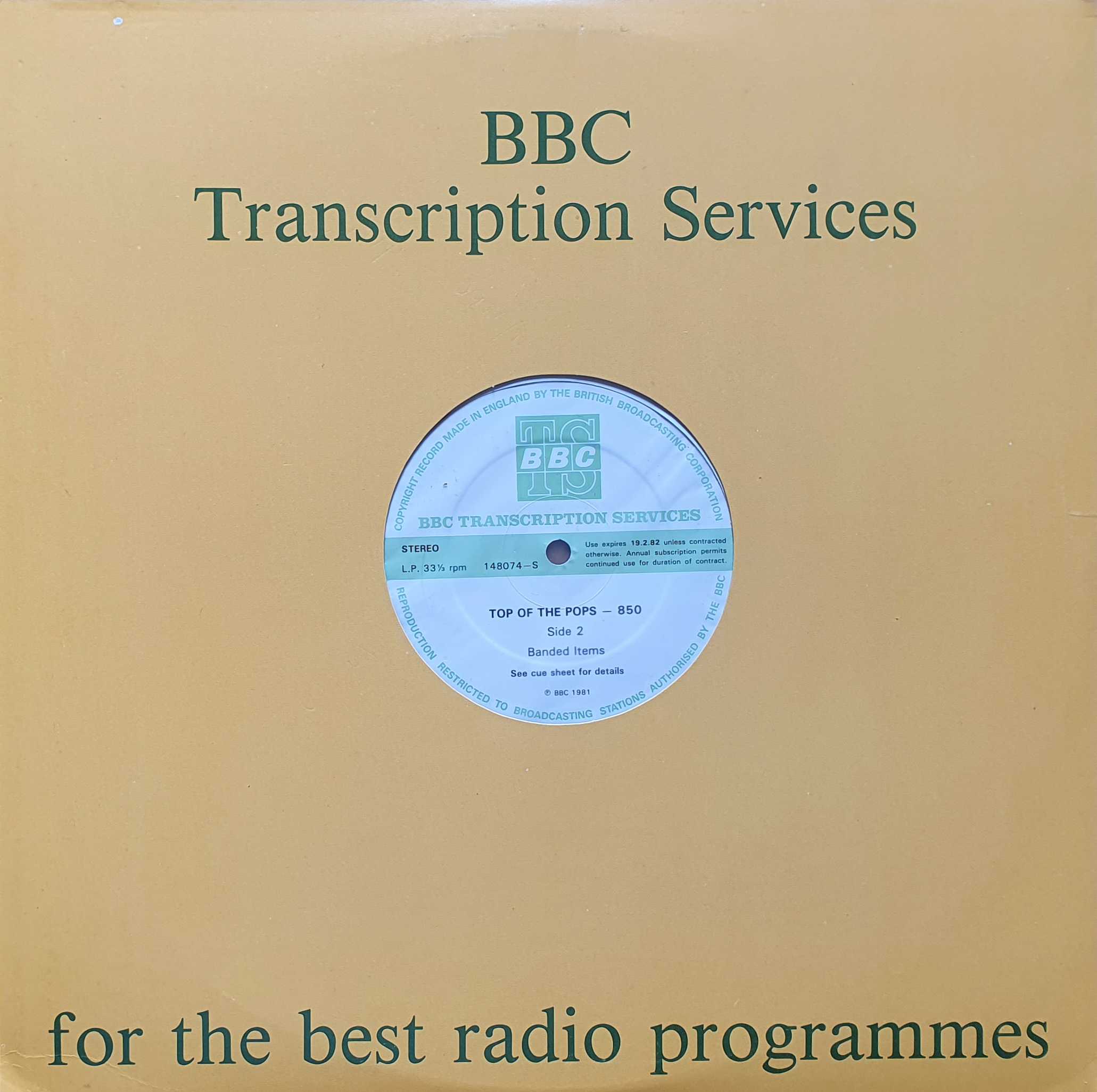 Picture of 148073 - S Top of the pops - 850 by artist Various from the BBC records and Tapes library